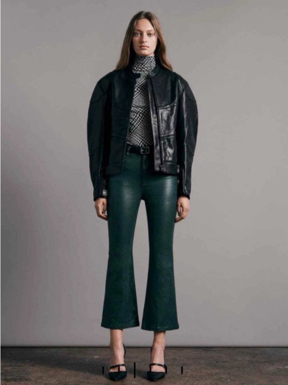 Rag & Bone Casey High-Rise Ankle Flare - Coated Pine Grove - Picture 3 of 6